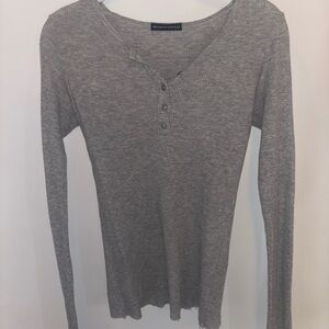 Brandy Melville Gray Fitted Long Sleeve Blouse